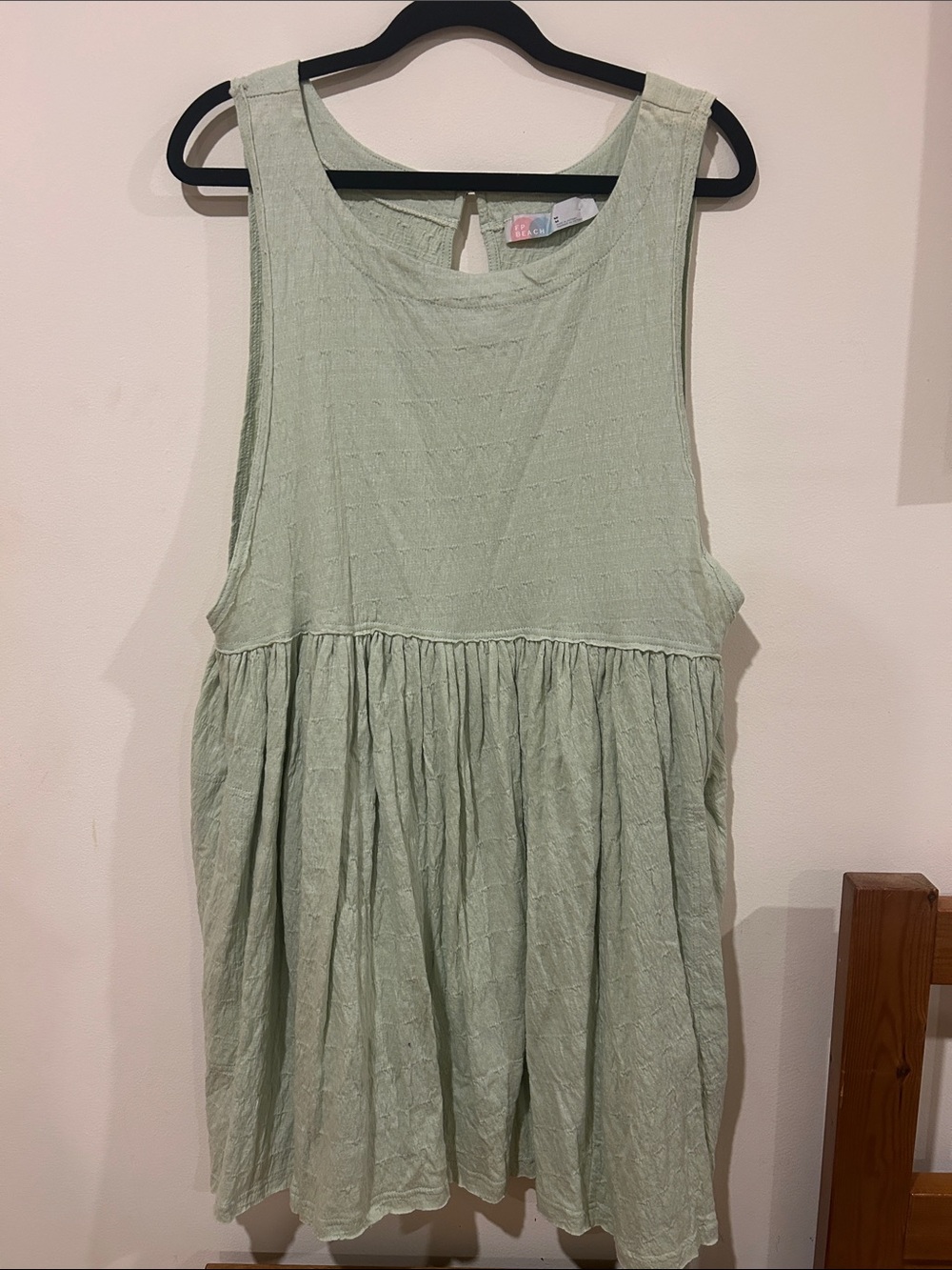 Free People Sage Green Sleeveless Gathered Tunic